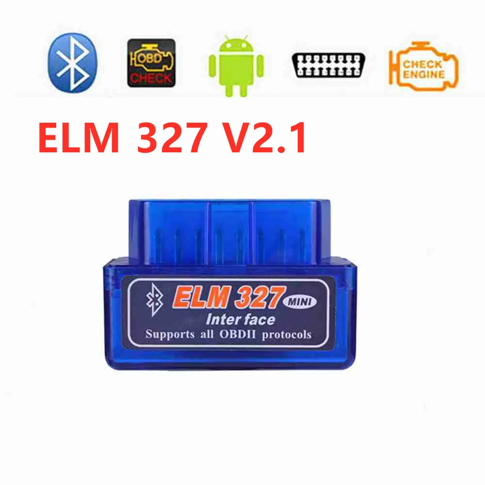 

50pcs/Lot ELM327 Super MINI Blue Bluetooth V2.1 Works For Android Torque ELM 327 OBD2 Scanner Car Diagnostic Code Reader