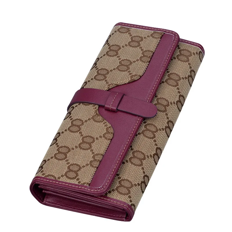 

Women long large-capacity canvas with leather Wallet Female multi-function mobile phone bag Holder folding three-fold Purse 265