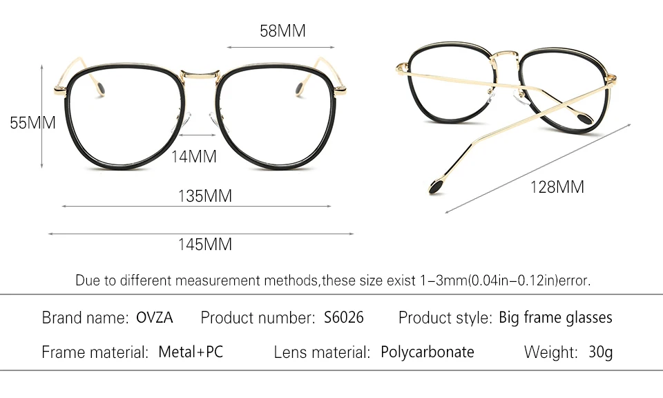 OVZA ретро круглые очки оправа для глаз для мужчин и женщин оптическая оправа из металла модные негабаритные очки прозрачные S6026