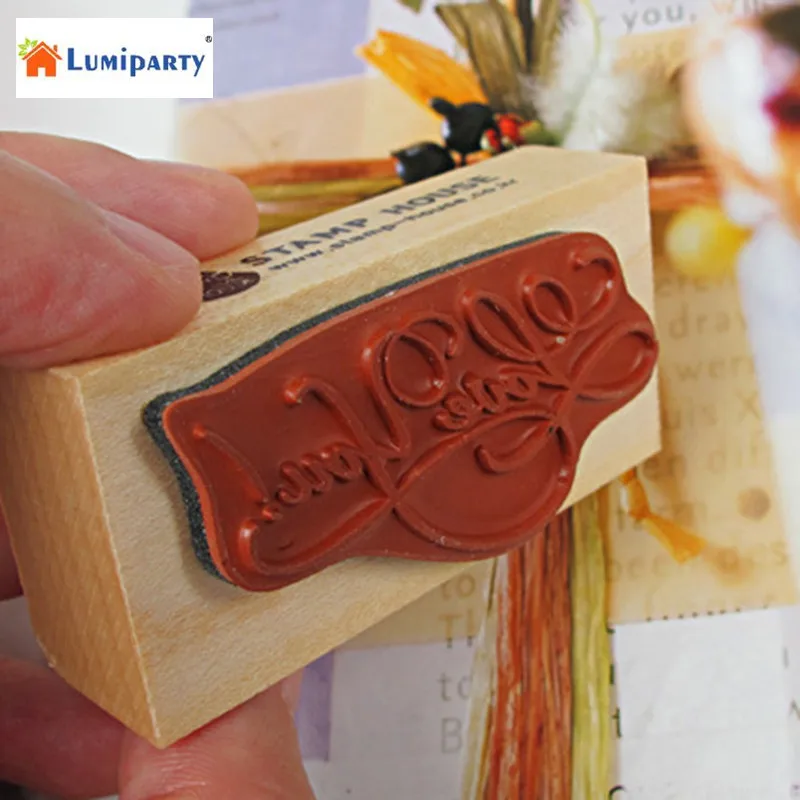 LumiParty Alphabet Letter Wood Rubber Stamps Rectangle Decorative