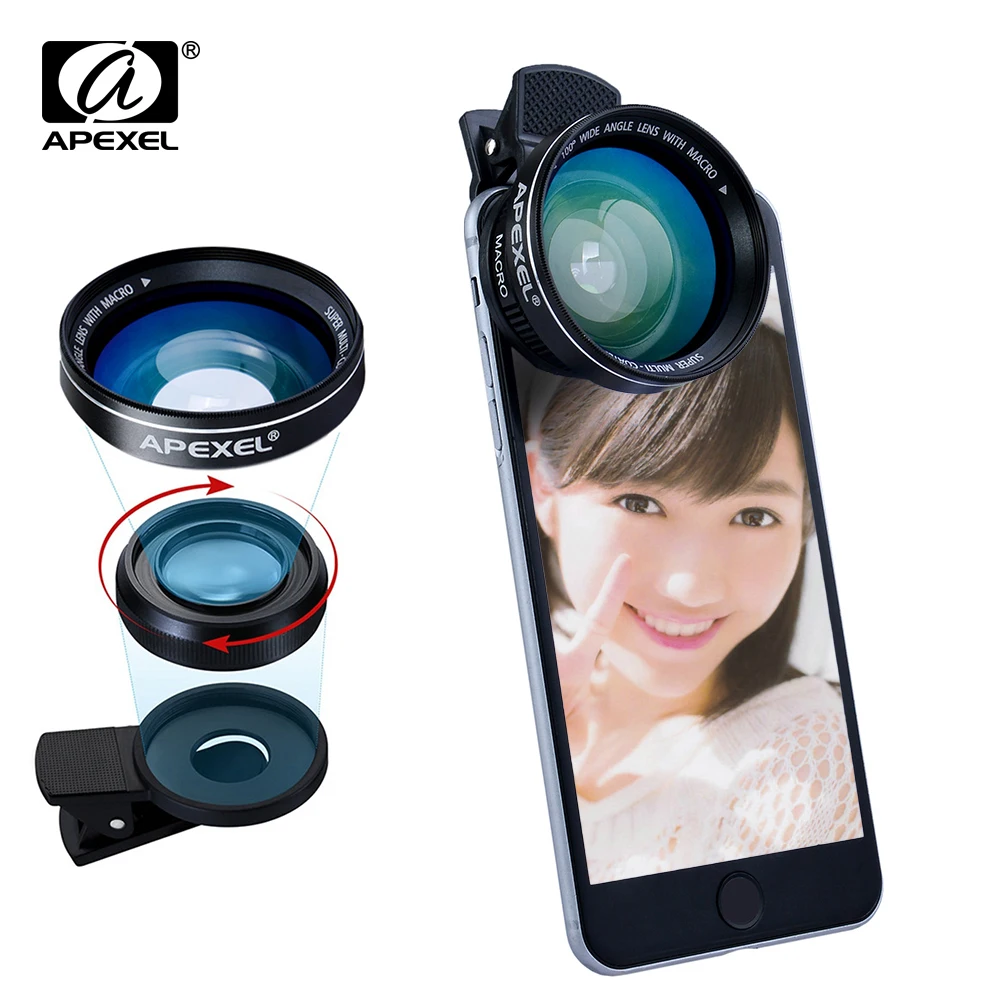 bilder für APEXEL 2016 Neue HD 0.63x Super Weitwinkelobjektiv mit 12.5x Super Makro-objektiv für iPhone 6/6 s Plus 5 S Samsung Hinweis 4 5 Xiaomi bilder für APEXEL 2016 Neue HD 0.63x Super Weitwinkelobjektiv mit 12.5x Super Makro-objektiv für iPhone 6/6 s Plus 5 S Samsung Hinweis 4 5 Xiaomi