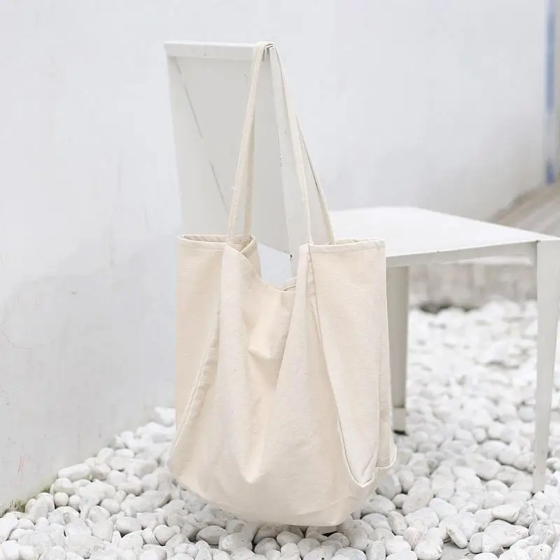 Складная Женская Большой парусиновый многоразовая сумка для покупок Soild очень большая сумка-тоут для продуктов для девочек Экологичная сумка-шоппер на плечо - Цвет: Бежевый
