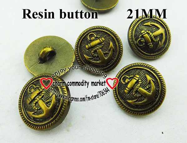 

30PCS 21MM Anchors pattern bronzeDyed RESIN buttons coat boots sewing clothes accessories R-211