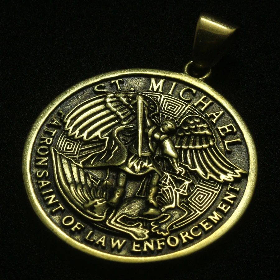 Прохладный медный большой святой Майкл защитить нас серебряный круглый медаль кулон новейший