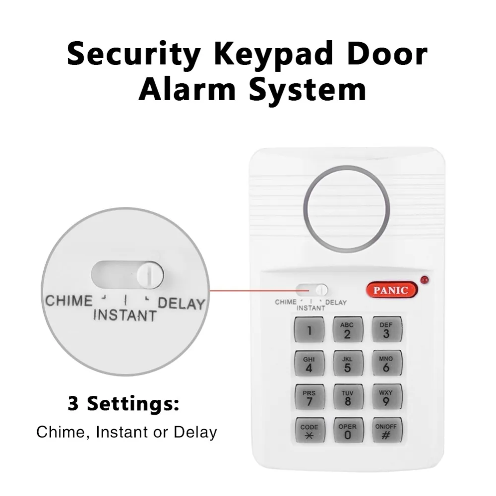 

Door Alarm System 3 Settings Security Keypad with Panic Button for Home Office
