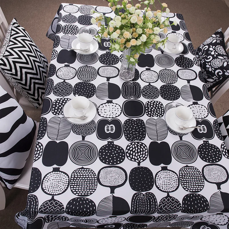 New fashion table cloth Black and white geometry Printed tablecloth ...