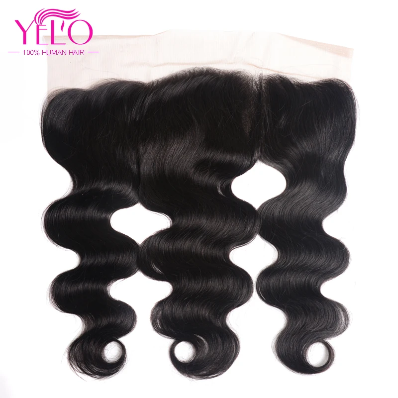 Peruvian Body Wave Lace Frontal 13*4 Ear To Ear Free Part 130% Density Lace Closure YELO Non Remy Hair Human Hair Free Shipping body-wave