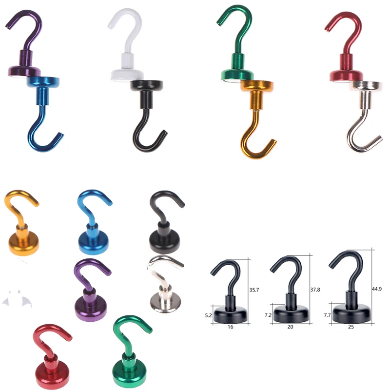 

Home Kitchen Wall Holder Hook Hanging Strong Rare Earth Neodymium Magnetic Hooks Magnetic Hook Holder for Storage Organization