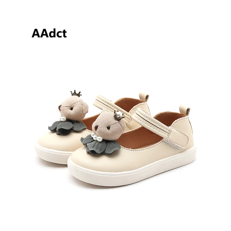 

AAdct autumn Cartoon toddler baby shoes soft sole little girls shoes flats bear kids shoes for girls princess Pearl new