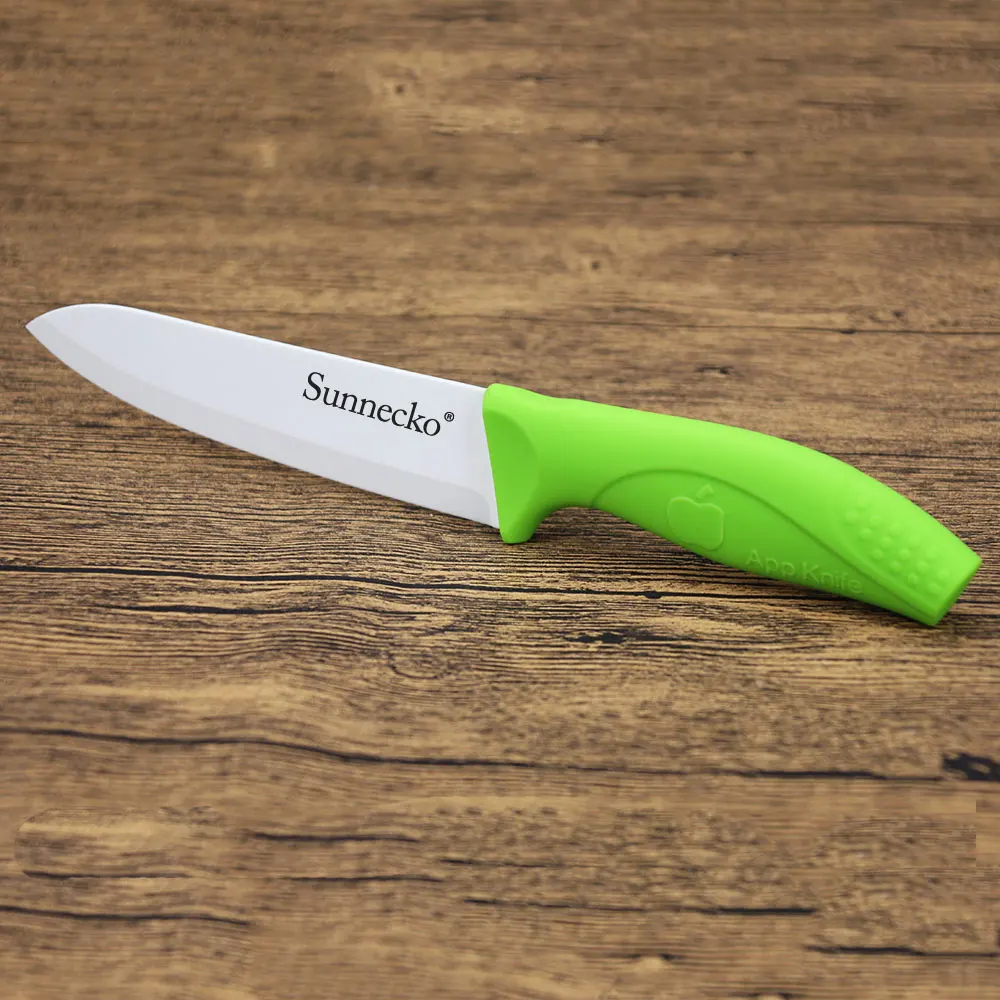 Sunnecko 6" Ceramic Chef Knife with Green PP+TPR Handle Kitchen Knives