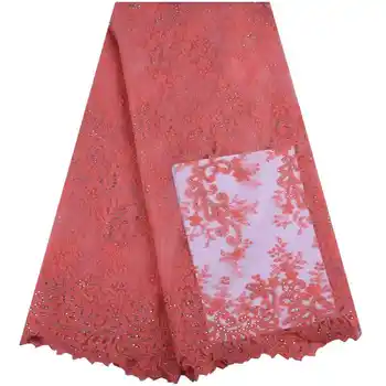 

2019 Latest French Laces Fabrics High Quality Tulle African beads Lace Fabric For Wedding Nigerian Milk Silk Tulle Lace 1534
