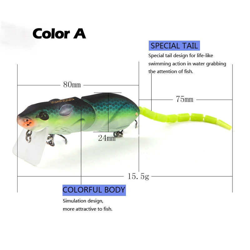 

Fishing Lure Plastic Mouse Lure Swimbait Rat Fishing Bait With Hook Fishing Tackle