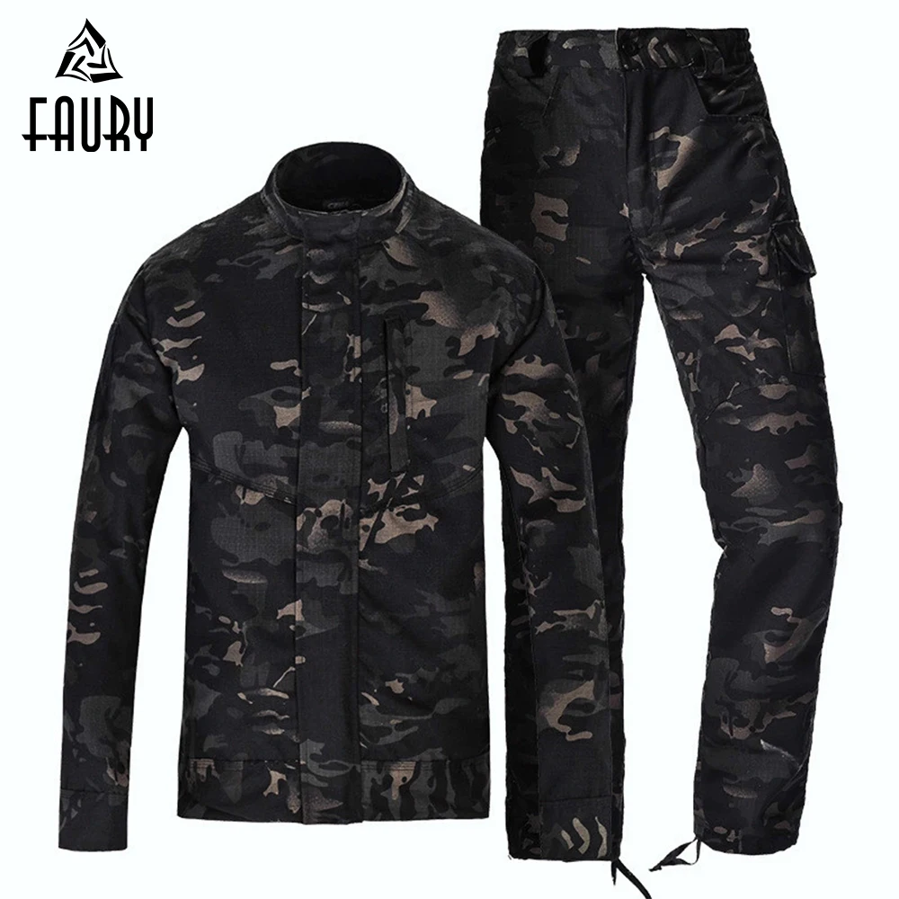 

Military Uniform Combat Camouflage Army Jacket+Cargo Pans Sets Men Tactical CS Uniforme Militar Working Clothes Female Male