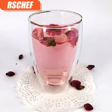 RSCHEF 1 шт 450 мл кухонная круглая чашка, чашка для молока, кофе, посуда для напитков, двойное прозрачное стекло