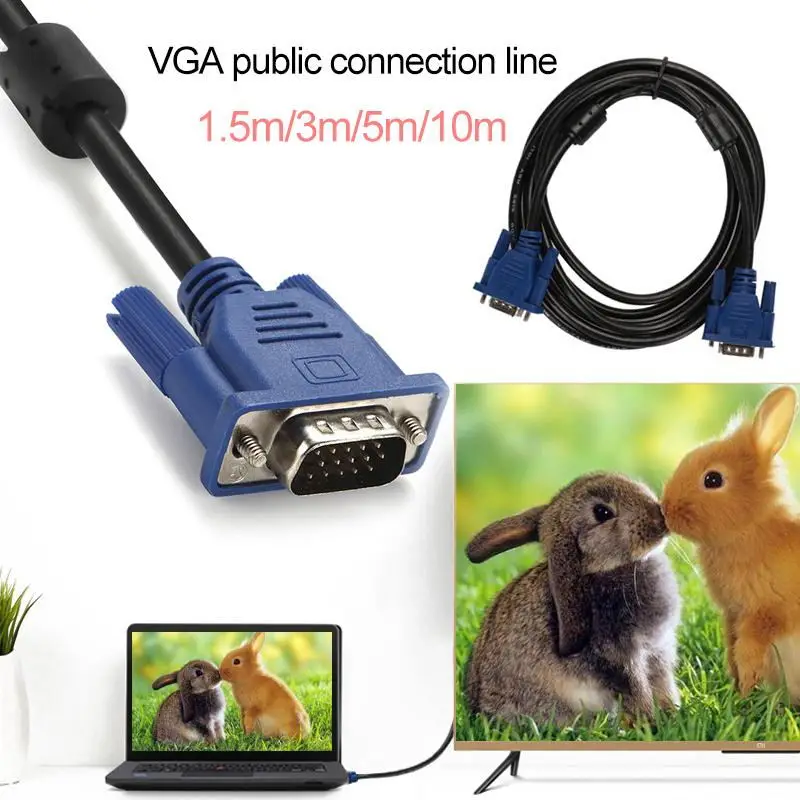 BCMaster 15pin 1,5 m Портативный VGA кабель видео Линия для компьютера проектор ультра тонкий Премиум M/M папа-папа ЖК-монитор провод