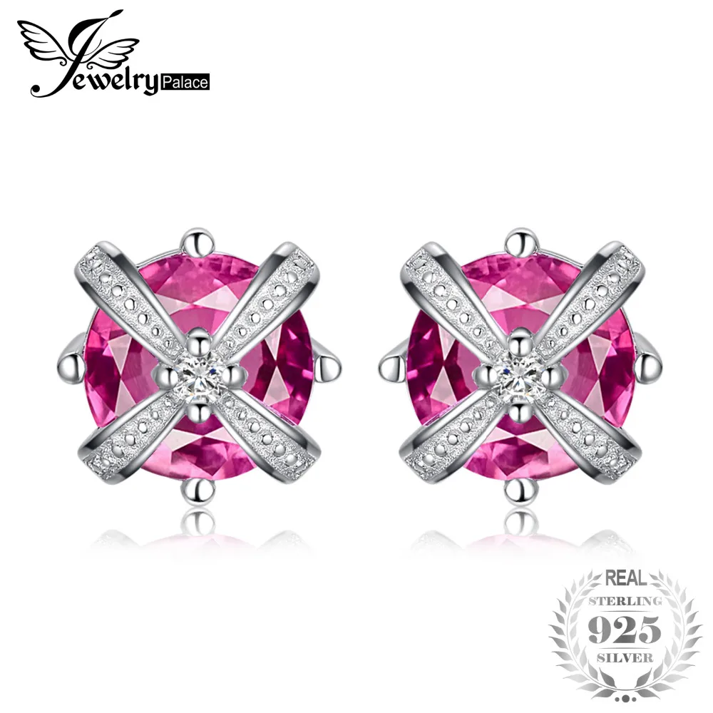 JewelryPalace Crown 5ct розовые сапфировые серьги с цирконием кубической огранки 925 пробы