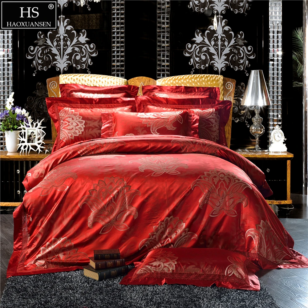 Luxury Jacquard Satin 28 Momme Mulberry Silk 4pcs Bedding sets European