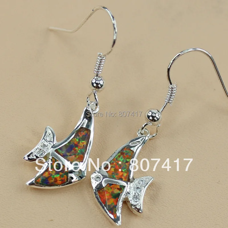 

SHUNXUNZE Fashion orange Peridot mix opal fish jewelry 9Silver Plated Promotion Recommend Free shipping Earrings Beautiful R3591
