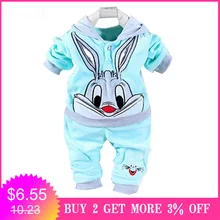 Коллекция года, осенне-зимняя одежда для маленьких мальчиков детская одежда с капюшоном и изображением животных для новорожденных, одежда для девочек комплект одежды для малышей возрастом 6, 9, 12, 24 месяца