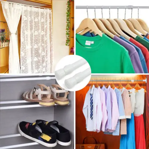 

Practical Multipurpose Spring Loaded Extendable Telescopic Wardrobe Net Voile Tension Shower Curtain Rail Poles