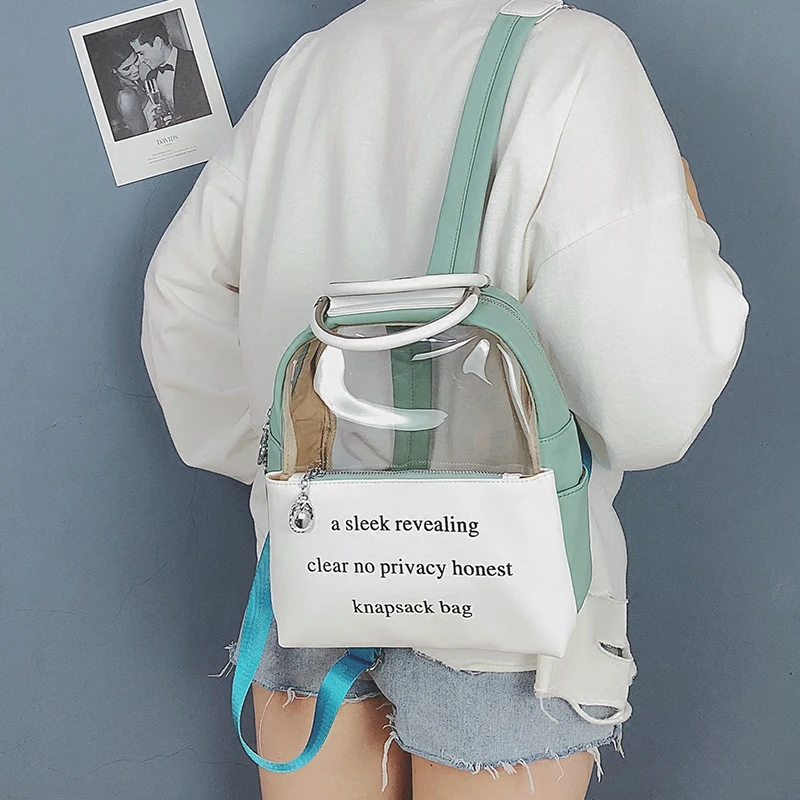 

2019 Clear Transparent Backpacks Women Letter Bag Female School Bags for Teenager Girls Designer PVC Backpack Bookbag Bolsa 405