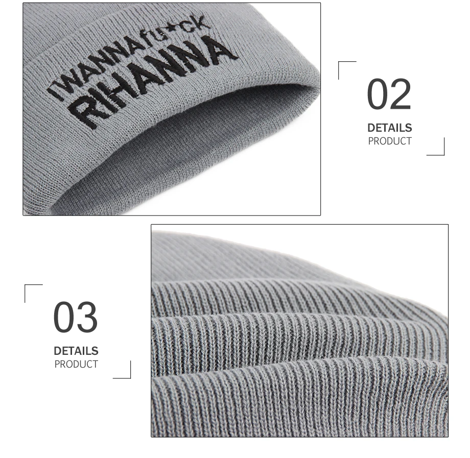 5ADK Embroidery Rihanna Hat Winter Brand Casual High Quality 2018 New Fashion Beanie For Girls Boys #CAP076