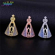 Oro/oro rosa Virgen María santo Jesús corona Cruz encanto colgantes para las mujeres joyería cristiana gargantilla bricolaje