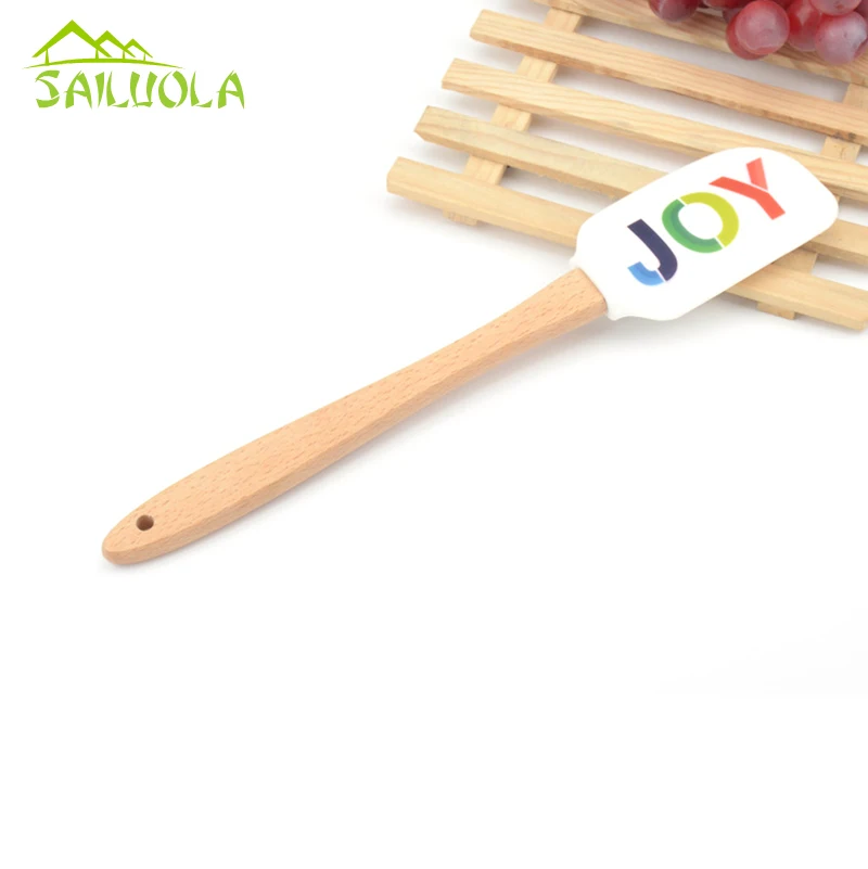 

100% Food Grade Non Stick Butter Cooking Silicone Spatula With Beech Wood Handle Cookie Pastry Kitchen Cake Baking Tools