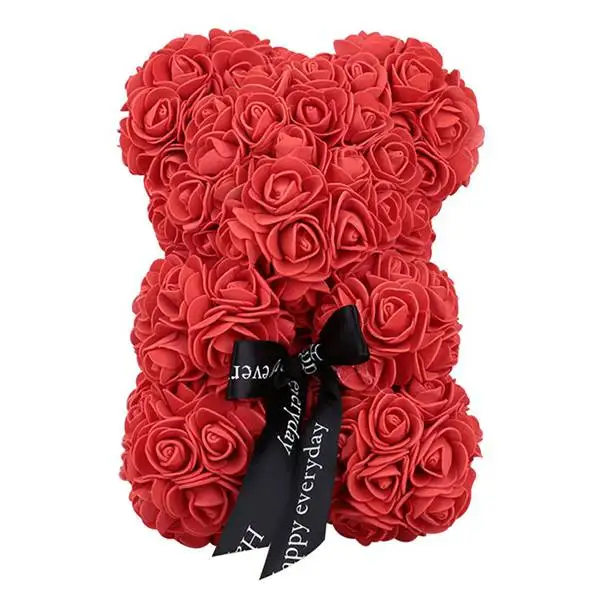

25Cm Foam Bear Of Roses Bear Rose Flower Artificial birthday Gifts For Women girl Valentines wedding anniversary gifts