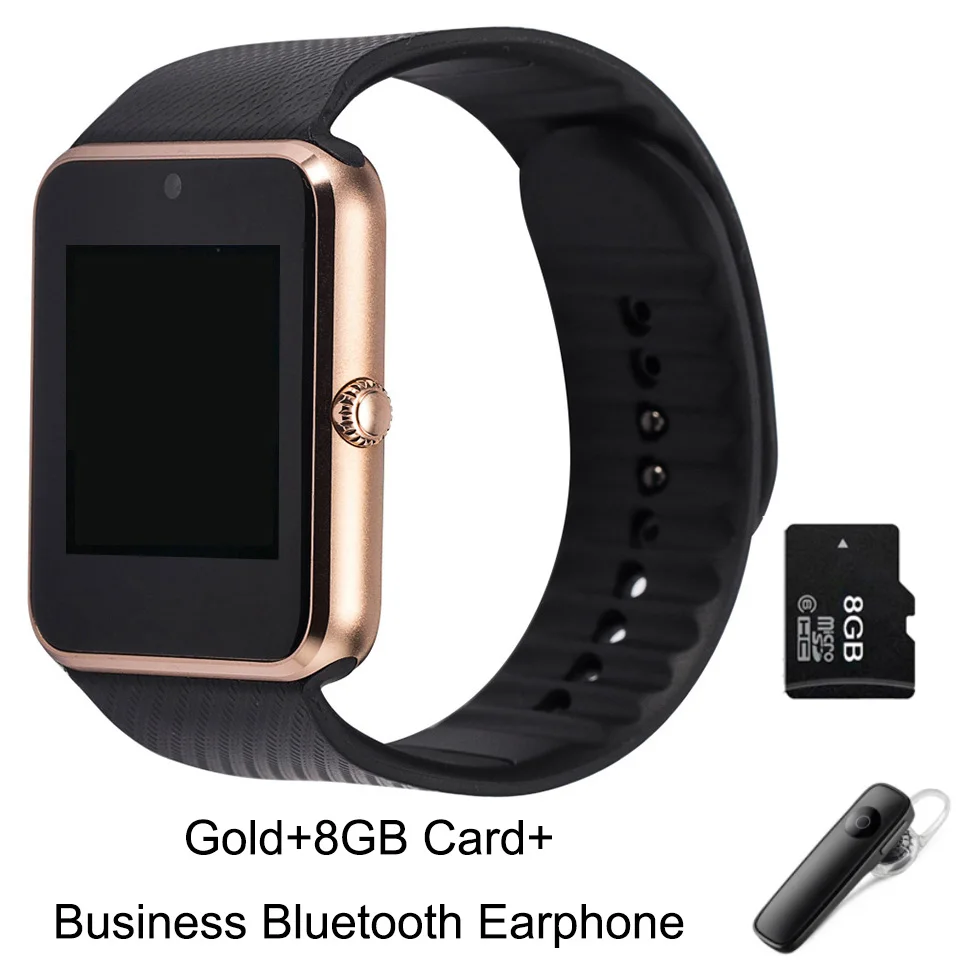 GT08 Bluetooth Смарт-часы браслет SIM TF карта телефон MP3 Smartwatch для Apple iOS Android SMS/напоминание о звонках фитнес-камера - Цвет: GoldxCardxBusiness