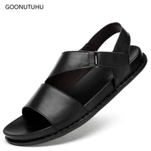 Новые мужские сандалии из натуральной кожи; модная повседневная обувь; Летние сандалии; Мужская обувь из коровьей кожи; дышащие пляжные сандалии для мужчин