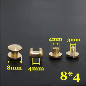 

20PCS 8x4mm Luggage Leather Craft Belt Solid Pure Brass Chicago Screws NEW