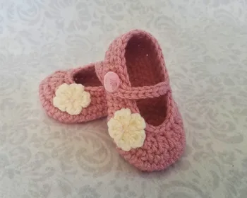 

Baby crochet peachful color baby girl shoe