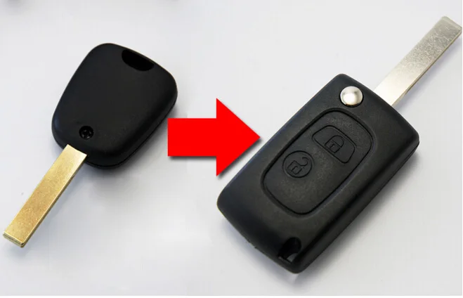 Citroen 2 Button Modified Flip Remote Key Shell With Groove (13)
