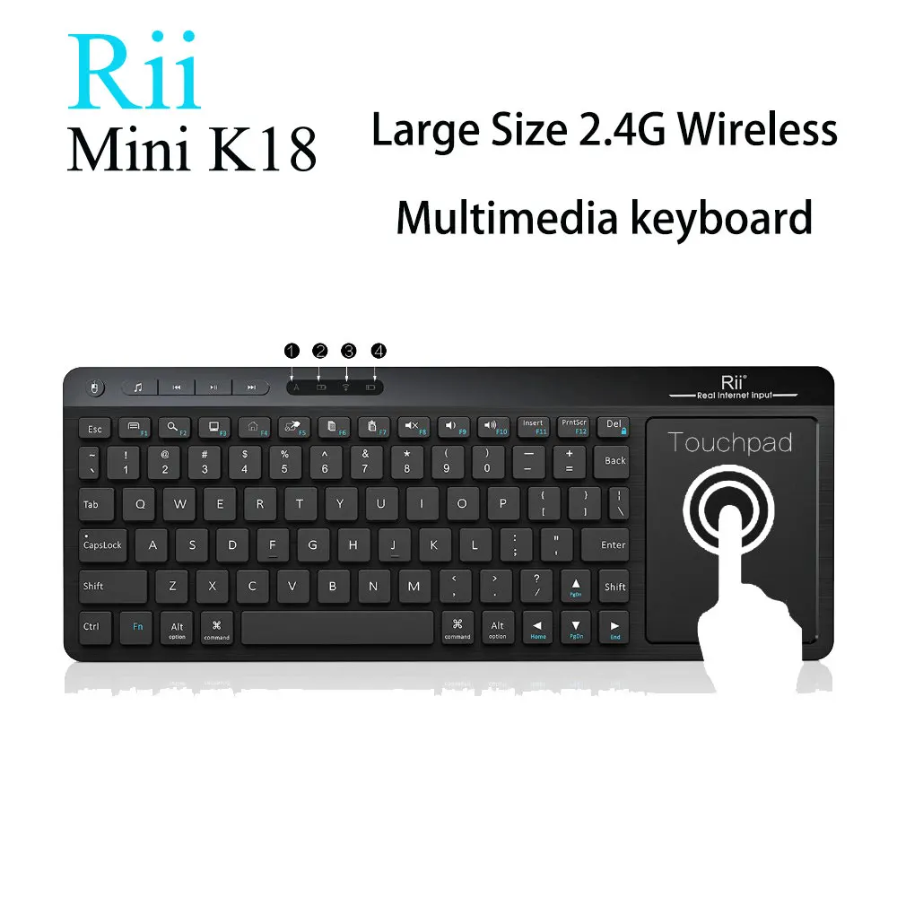 

[Genuine] Rii K18 2.4Ghz Wireless Keyboard English/Russian Mini Keyboard with Touchpad for Android TV Box/HTPC/Laptop/Mini PC