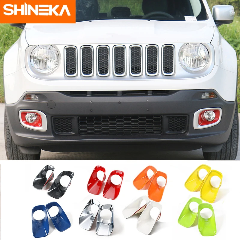 

SHINEKA ABS Car Exterior Front Fog Light Decoration Cover Bezel Ring Sticker Accessories For Jeep Renegade 2016-2018 Car Styling