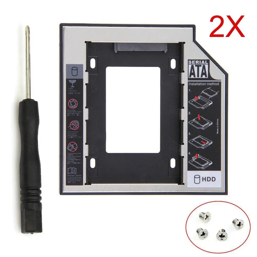  New 2pcs/lot Plastic Optibay 2nd Second hdd Caddy 9.5mm SATA 3.0 For 2.5'' SSD DVD CD-ROM Enclosure
