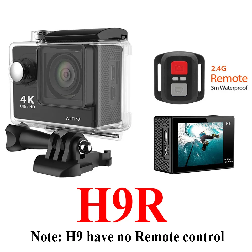  4K Action Camera H9 / H9R wifi sport cam remote control HD 1080P 2.0" LCD 170D lens Helmet diving DV 30m waterproof  free ship 