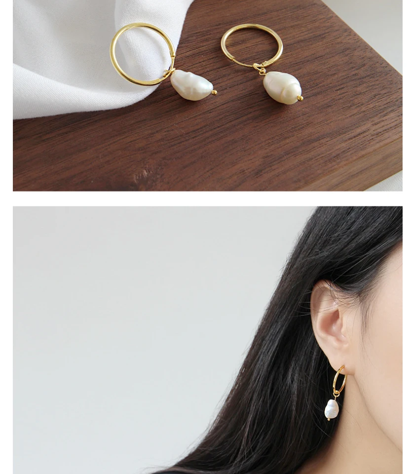 925 Sterling Silver Round Loop With Natural Waterdrop Baroque Pearl Drop Hoop Earrings For Women Fashion Party Jewelry Brincos (10)