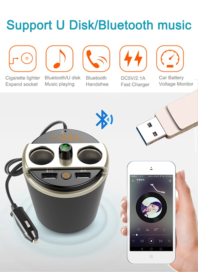 E2106 401E Bluetooth Cup Charger MP3 Player (9)