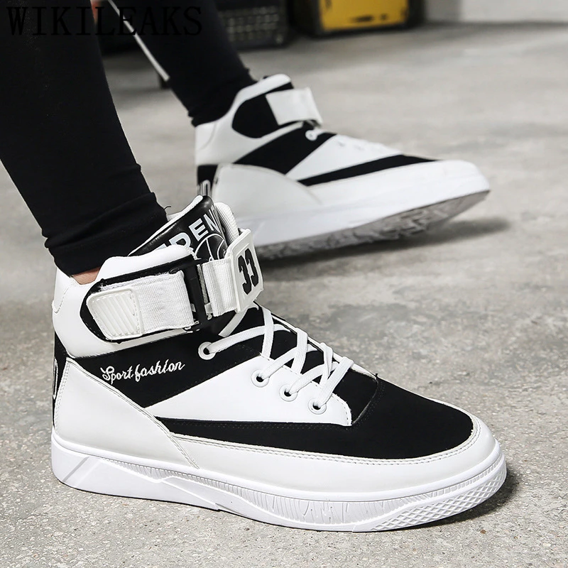 Hip Hop Shoes High Top Sneakers Mens Casual Shoes Hot Sale Italian Brand Designer Shoes Men Leather Chaussure Homme Buty Meskie