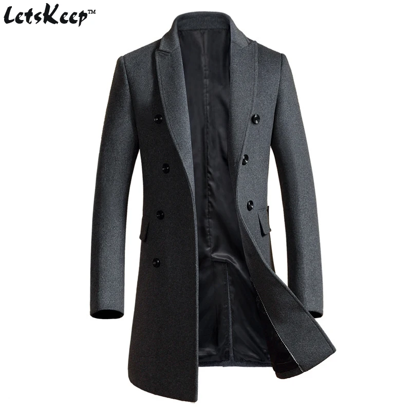 Letskeep 2017 New Winter Woolen Long Peacoat Men Slim Fit Double ...