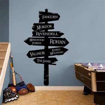 Lord Of The Rings Wall Sticker Creative Decoration Road Sign Wall Poster Removable Popular Movie Vinyl Wall Decal AZ148 day of the dead girl skull head vinyl wall decal sticker