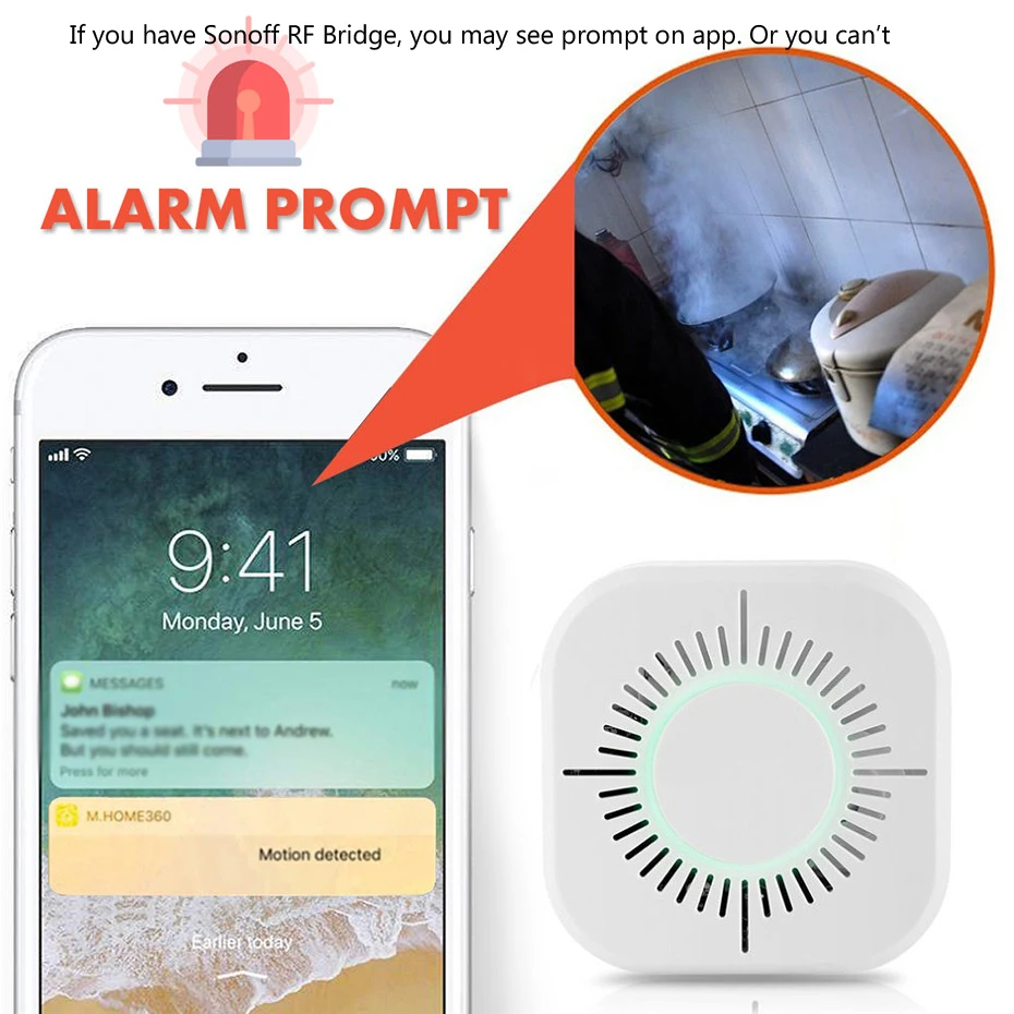  3Pcs Smoke Detector Wireless 433MHz Fire Security Protection Alarm Sensor for Smart Home Automation - 32991306616