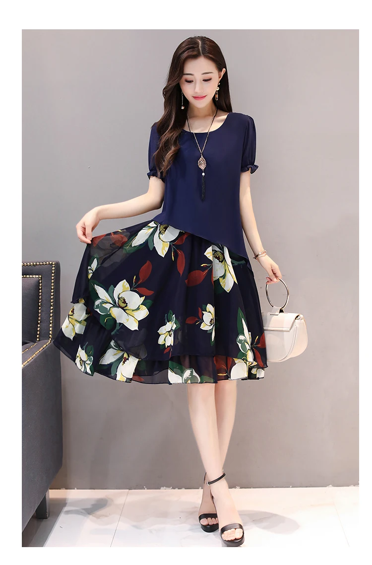 Платья больших размеров женская одежда осеннее летнее стильное корейское ретро Тонкое Новое шифоновое платье для женщин WF309