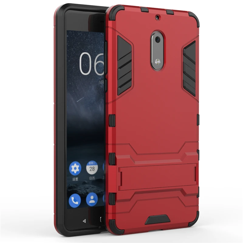 2 in 1 Hard PC+Soft Silicone TPU Rugged Rubber Kickstand Case For Nokia 6 Six Matte Armor Shockproof Phone Holder Cover Shell (10)