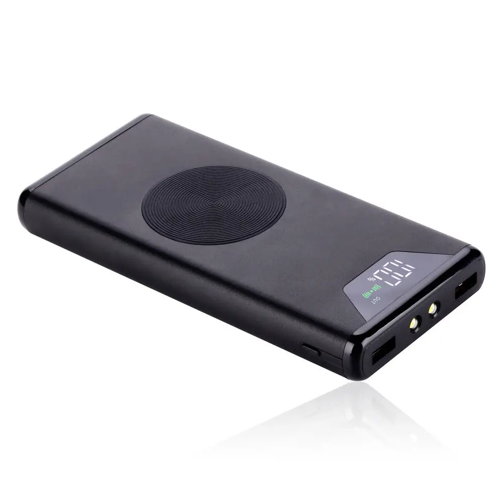 Универсальный внешний аккумулятор 20000 мАч Qi Беспроводное зарядное устройство Внешний аккумулятор для samsung S9 S8 S7 S6 Edge iphone 8 plus x Nokia - Цвет: black