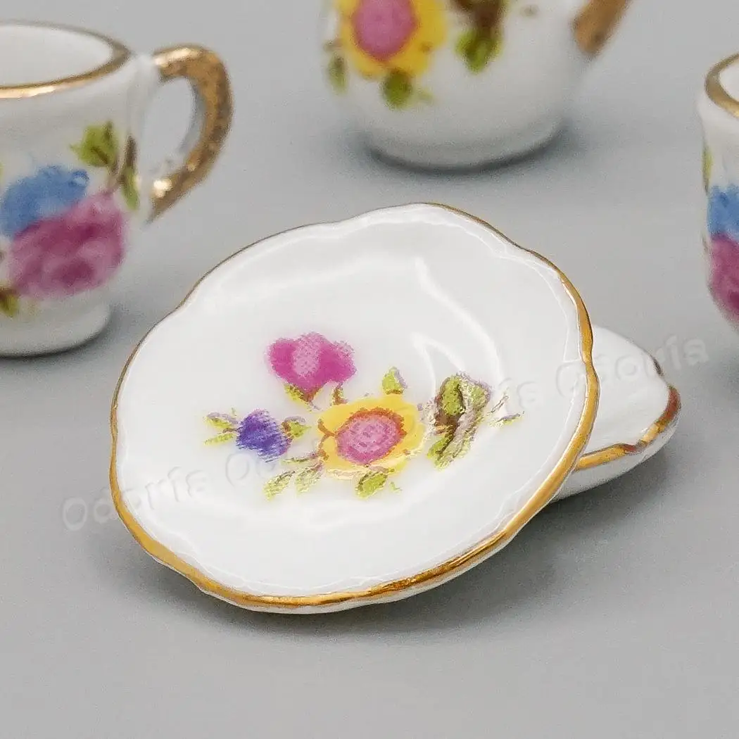 Odoria 1:6 миниатюрный набор из 8 фарфоровых чайных чашек, розовая керамическая посуда для кукол, кухонные аксессуары для " кукол