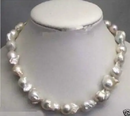 

Hot sale new Style >>>>>Large 15-23mm White Unusual Baroque Pearl Necklace disc Clasp