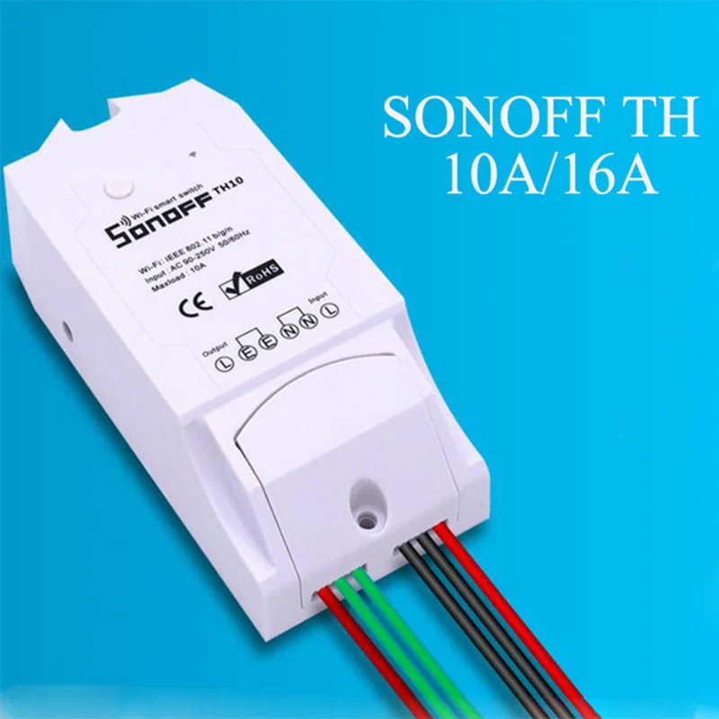 Умный Wi Fi переключатель Sonoff TH16/TH10 с монитором температуры и влажности|Модули для
